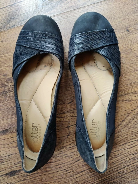 HOTTER NATASHA GREY leather slip on shoes UK ballerina comfort