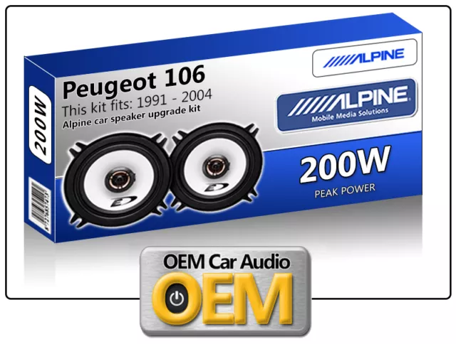 Peugeot 106 Front Door speakers Alpine 13cm 5.25" car speaker kit 200W Max power