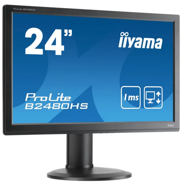 iiyama B2480HS 24" Full HD 1080p Widescreen TN LED Monitor - HDMI VGA DVI Ports