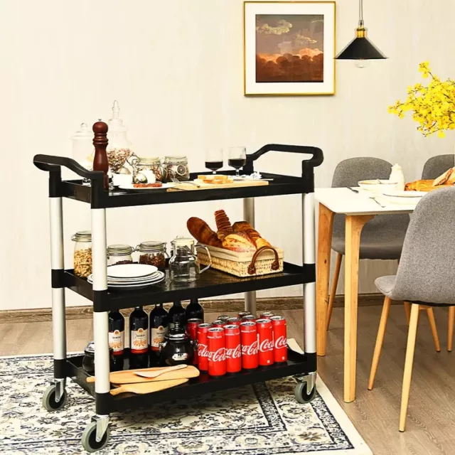 3 Tier Trolley on Wheels Kitchen Bathroom Storage Cart Rolling Trolley 3 Shelves