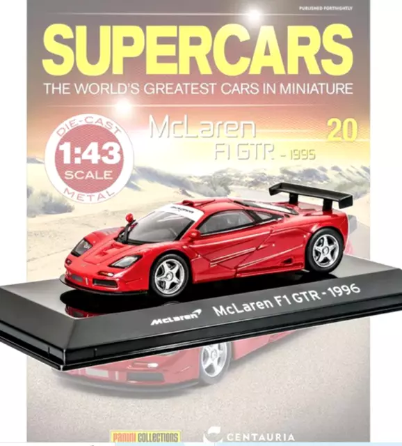 Mclaren F1 GTR 1995 #20 1:43 Scale Panini Supercars Collection NEW in CASE