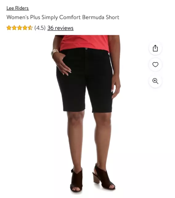 RIDERS BY LEE Women's Comfort Fit Mid-Rise Bermuda Shorts 26W NWT $14. ...