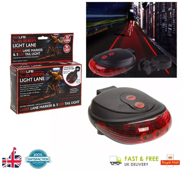 LASER & LED CYCLE SAFETY LIGHT Bicycle Bike Red Laser Beam Cycling LED Rear Lamp