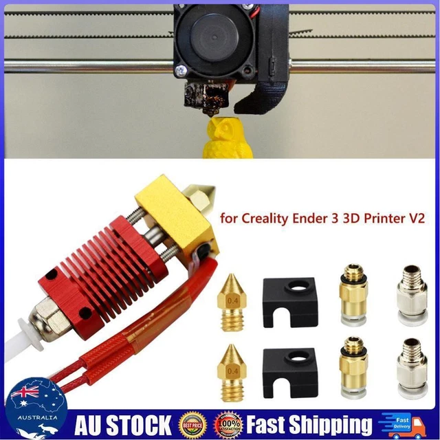 9x DIY 0.4mm MK8 Nozzle Extruder Hot End Kit for Creality Ender 3 Pro 3D Printer