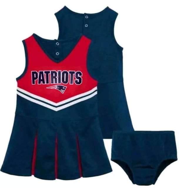 New England Patriots NFL Toddler Girls' 2pc Cheerleader Outfit Dress Set: 12m-3T
