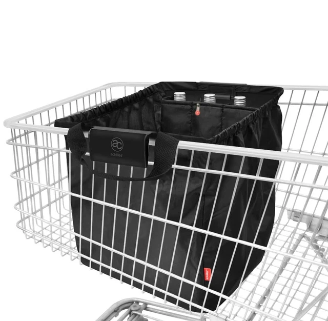 Carrello Della Spesa Pieghevole Con Vano Frigo Isolato, Borsa Su Ruote, Capacità 25x30x50 Cm, Nero
