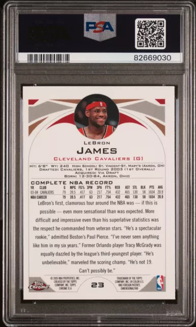 LeBron James 2004 Topps Chrome PSA 10 GEM MINT 2