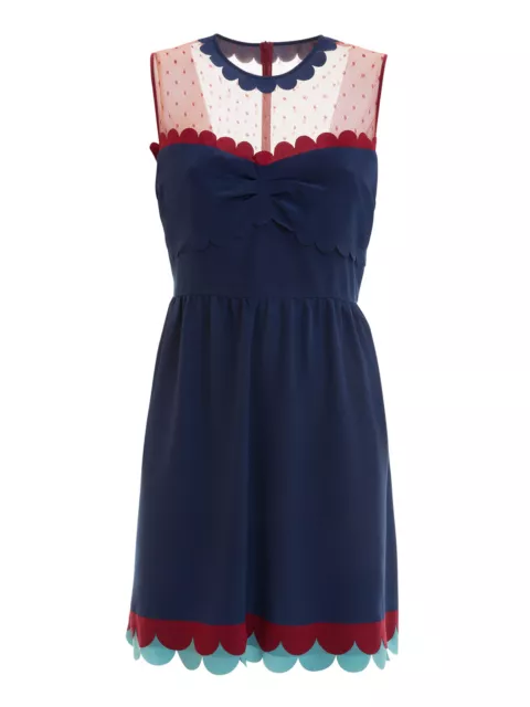 658.00€ RED VALENTINO MR0VA4N8 Silk Dress Blue / Cinnamon ( 40 )