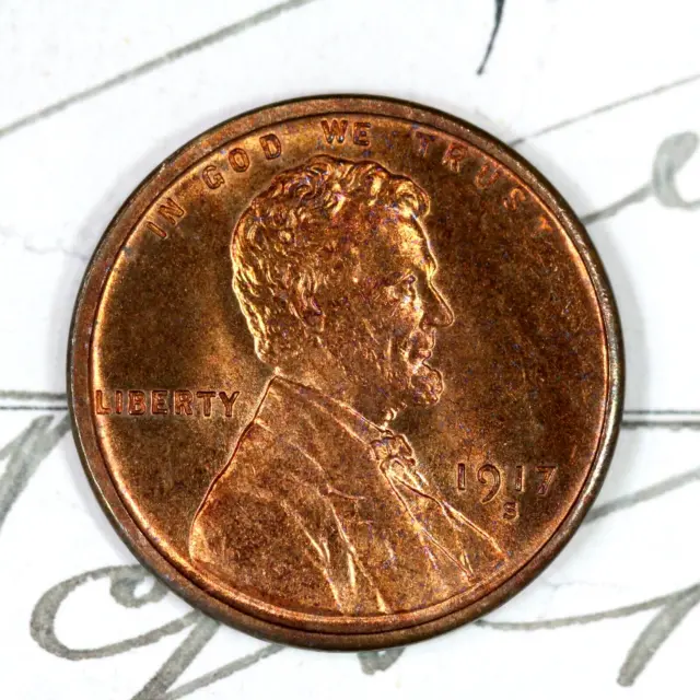 * 1917-S * Superb+ Red Gem Bu Ms Lincoln Wheat Penny * From Original Collection