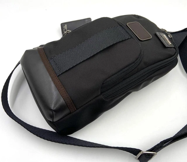 Tumi Body Bag Shoulder Bag Black Leather Canvas Alpha Bravo Mens Japan Used