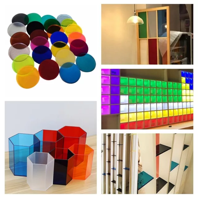 Feuille Acrylique Plastique Verre Coloré Transparent 3mm/5mm Épais Fenêtre DIY '