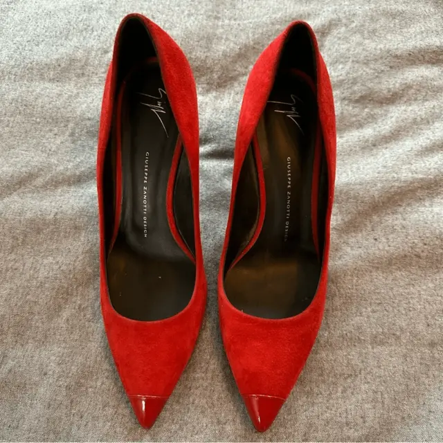 Giuseppe Zanotti Design red suede patent leather heel size 11