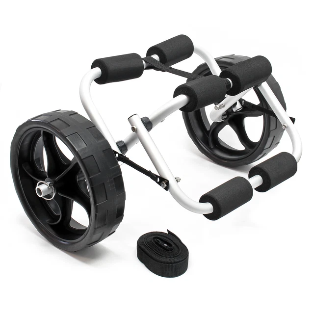 Chariot De Transport Kayak Pliable Aluminium - Capacité 100 Kg - 2 Roues PU 23 Cm - Sangles Inclues - Léger 3,1 Kg - 11