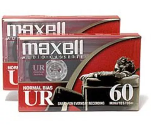 WB Maxell 109024 UR-60 2PK Normal Bias Audio Cassettes 60 Minutes With Cases