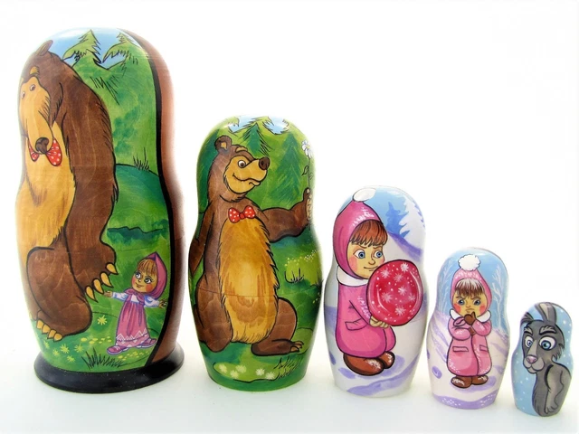 Poupées Russes Matriochka – 5 Pièces – H18,5 Cm – Peintes Main – Signées – Ukraine