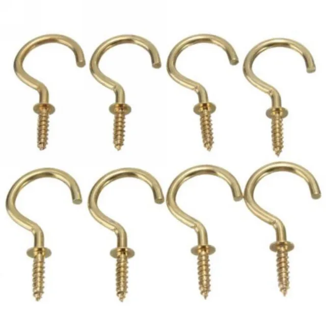 High Quality 50Pcs/set High Quality 3Inches Brass Plated Cup Hooks Shouldered Sc