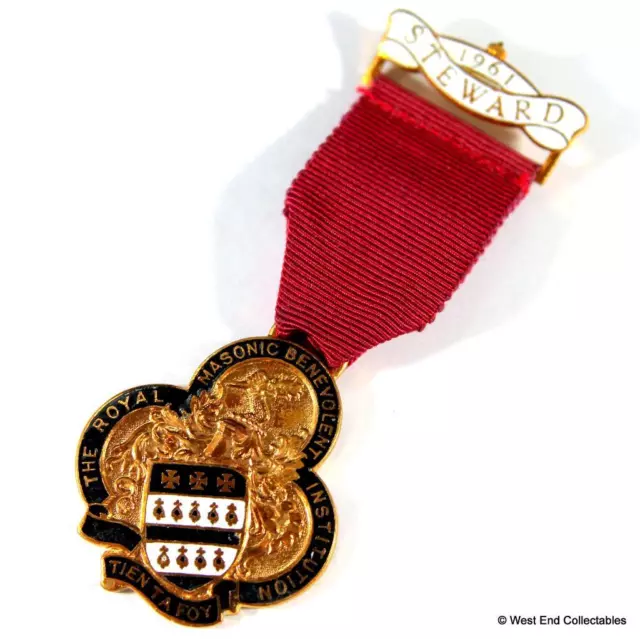 RMBI Royal Masonic Benevolent Institution - 1961 Steward Medal Jewel Badge