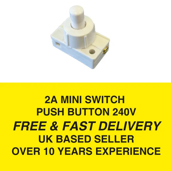 Mini Miniature 2A On Off Mains 240V Push Button Press Switch