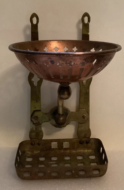 Antique Victorian Edwardian copper brass soap sponge dish holder 3
