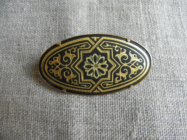 Broche Ancienne Oiseau En Or De Tolède - Vintage, Couleur Doré/noir/gris, Sans Pierre