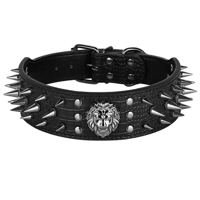 Hundehalsband Aus PU-Leder Mit Nieten, Verstellbar, Größe L - Für Kleine, Mittelgroße & Große Hunde