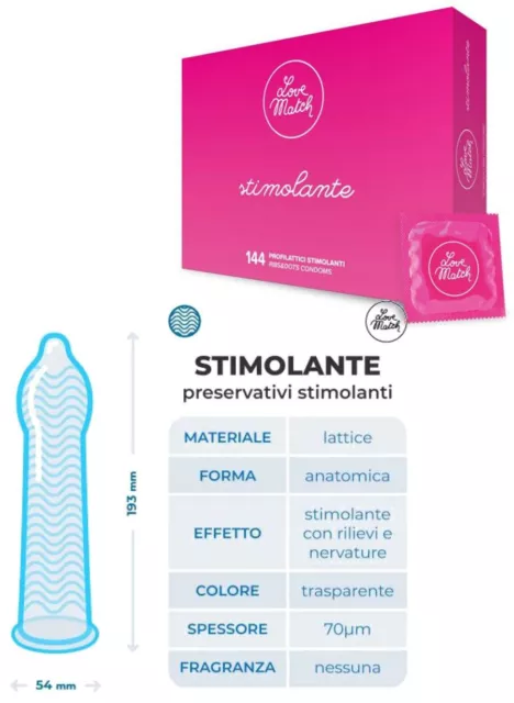 Preservativi stimolanti profilattici lubrificati in lattice per pene uomo 144 pz