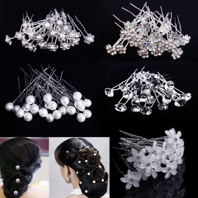 18Pcs Perla Horquilla Boda Tiara Mujer Forma de ' u ' Pin Dama Honor Cab < 3