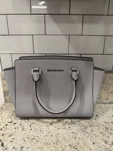 Michael Kors Selma Medium Saffiano Leather Satchel Grey