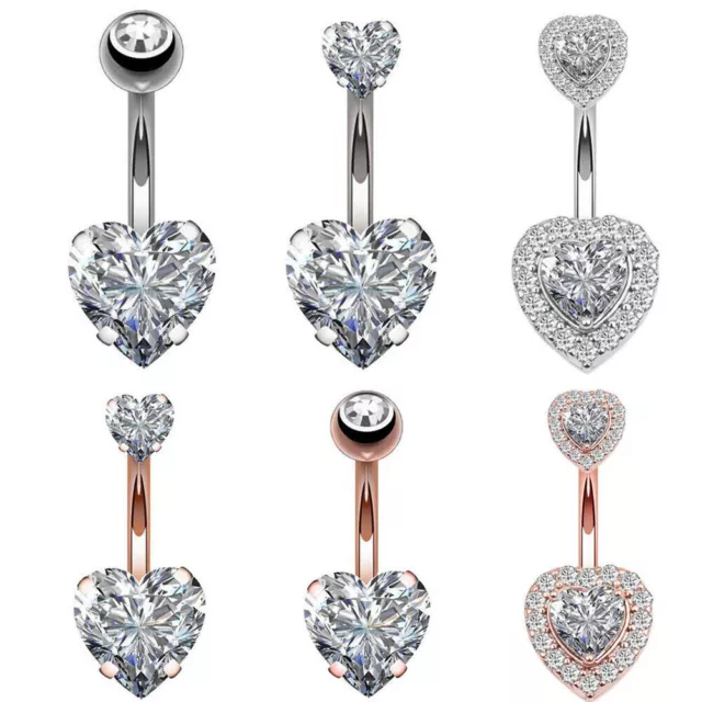 1 PC nombril en acier anneau cristal Piercing nombril coeur Style bijoux de...