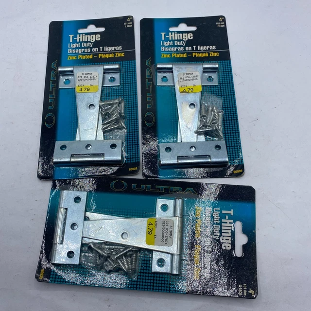 ULTRA T Hinge Light Duty Zinc Plated Fence Gate Barn Shed Door 4" 60939-LOT OF 3