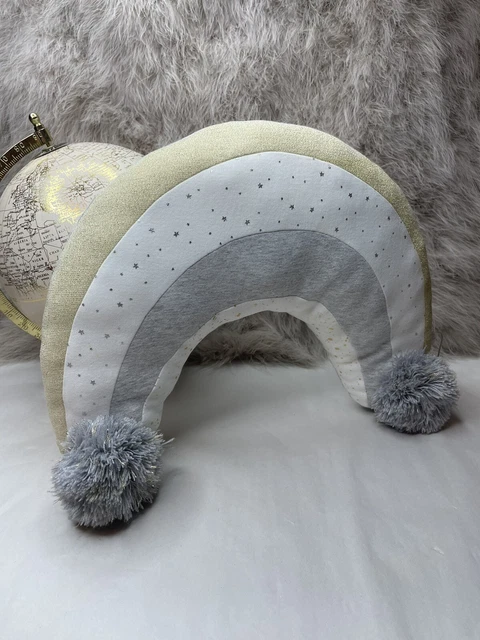 Cojín Pom Pom Arco Iris decorativo - gris/dorado de Alberta