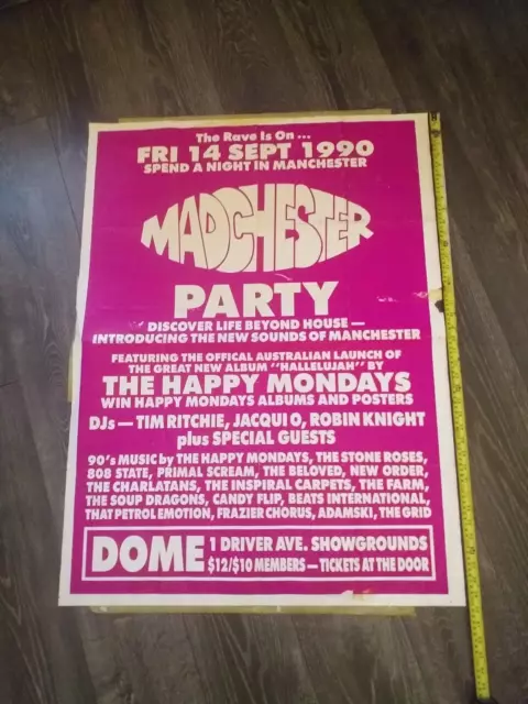 Happy Mondays factory records poster original 1990 DOME retro DJ Tim Ritchie