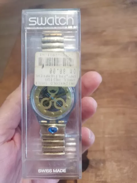 Swatch Armbanduhr Gent Flex Goldsmile GN123 L Neu ungetragen