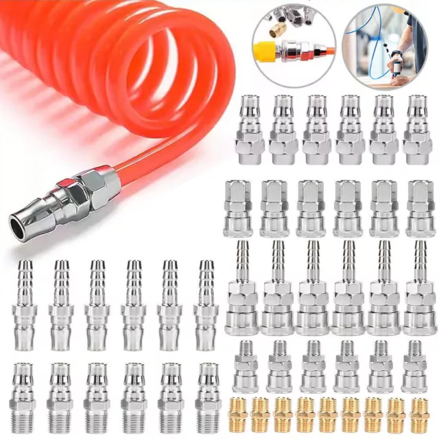 45x Air Hose Fittings Nitto Type Male Female Barb Coupler Compressor Kit Tools Z