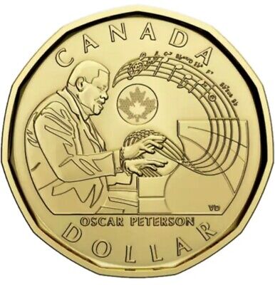 🇨🇦 Canada $1 Dollar Coin Non-Coloured Loonie, Oscar Peterson, Composer, 2022