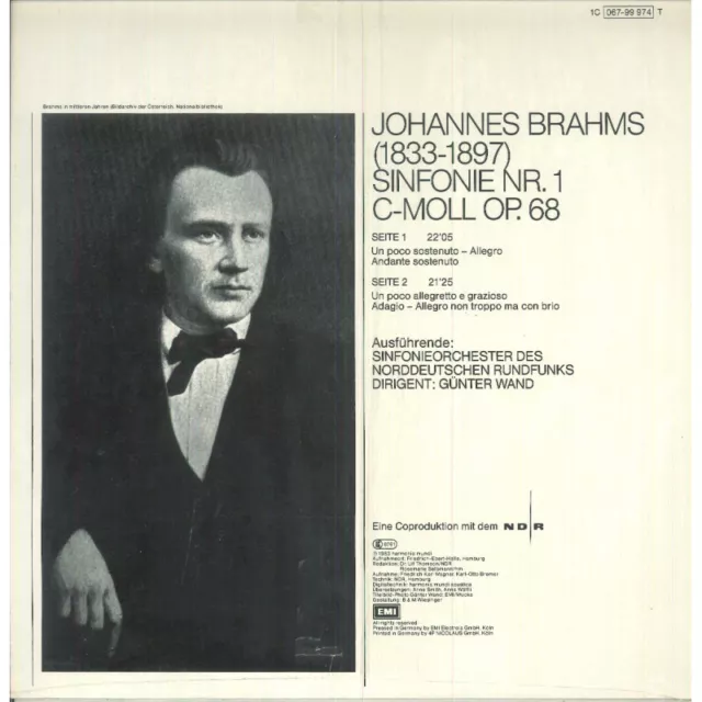 Brahms, Wand LP Vinyle Symphonies Nr. 1 C-Moll, Op. 68 / 1C06799974T Scellé 2