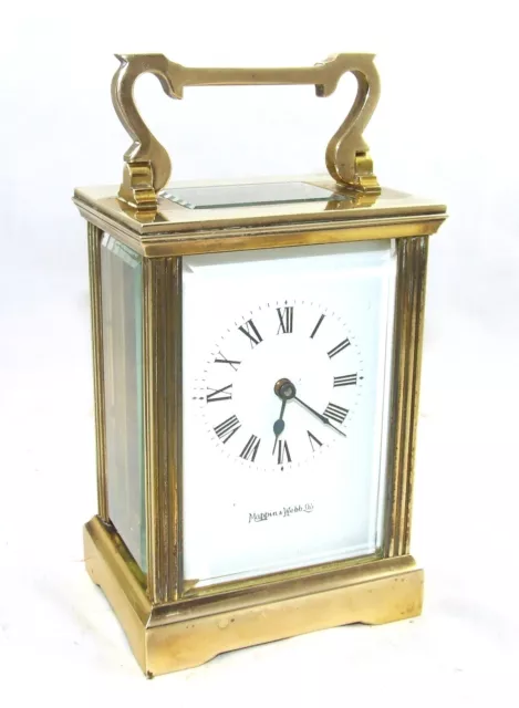 MAPPIN & WEBB Brass Carriage Mantel Clock Timepiece with Key  Working Order