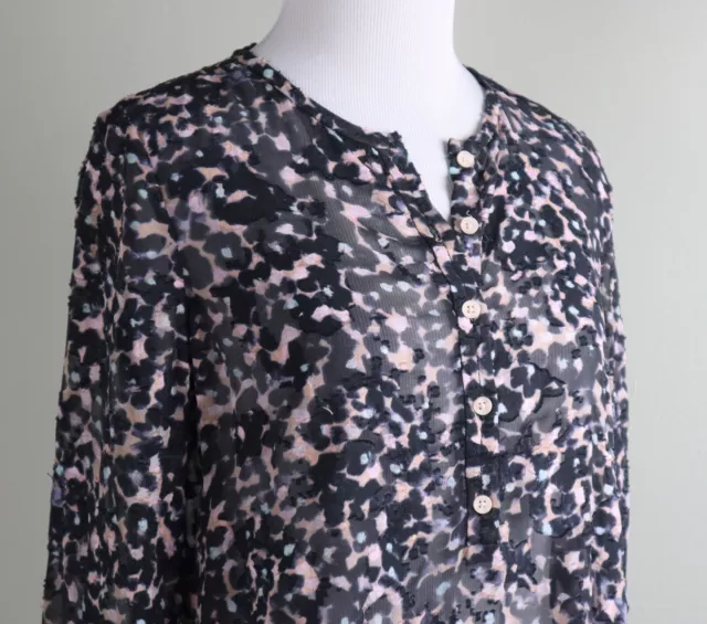 REBECCA TAYLOR $275 Oleander Silk Cotton Floral Semi Sheer Blouse Top Size 2 3