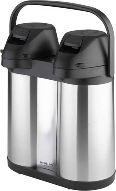 Michelino 2x 2L Acero Inoxidable Dispensador de Bebidas Bomba Aislador Termo Jarra Airpot