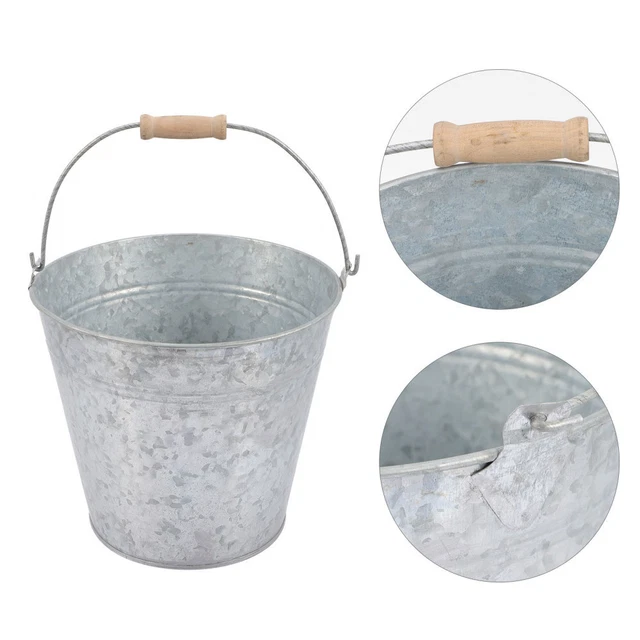 Vaso Fioriera in Metallo Zincato Stile Vintage Rustico con