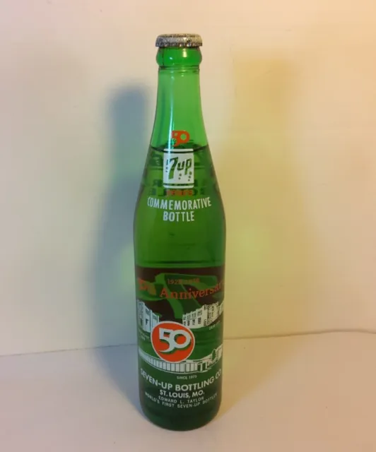 7UP BOTTLE, 50th ANNIVERSARY, 1978,  St. Louis - Edward L. Taylor ON CAP, SEALED