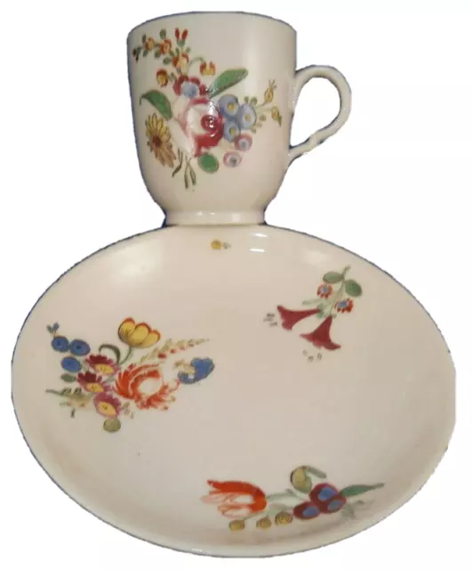 Antico 18thC Doccia Ginori Porcellana Floreale Tazza e Piattino Italiano #3