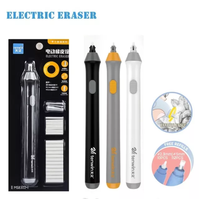 Electric Pencil Eraser Kit Highlights Sketch Drawing Erasing School Stationery