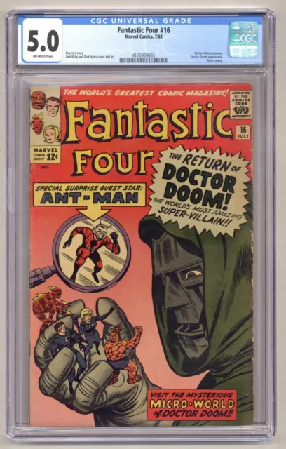 Fantastic Four 16 (CGC 5.0) 1st Ant-Man crossover Doctor Doom Wasp Kirby M877
