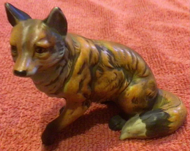 Sitting Porcelain Red Fox Figurine