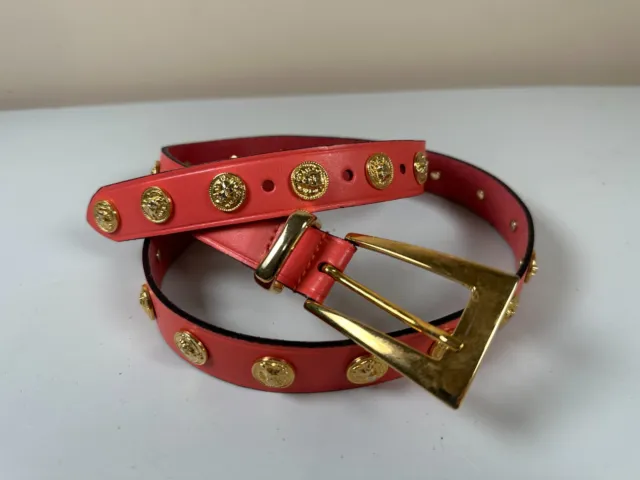 Vintage Statement Womens Belt The Limited Lions Pink Coral Large Gold Tone