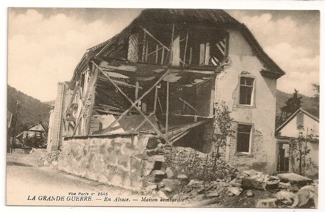 Antique Postcard Great War Alsace Bombarded House CPA