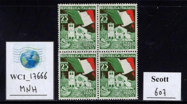 WC1_17666. ITALY REPUBLIC. Block 1952 TRIESTE'S FAIR stamp. Sc.607. MNH
