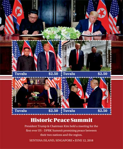 Tuvalu 2018 - Peace Summit President Trump & Kim Jong-un - Sheet of 4 Stamps MNH