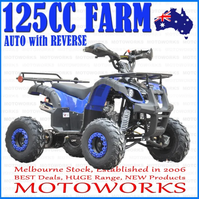 125cc FARM AUTO WITH REVERSE ATV QUAD Dirt Bike Gokart 4 Wheeler Buggy kids blue
